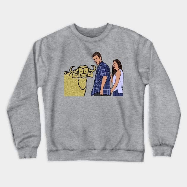 Ox Girlfriend and Distracted Boyfriend Crewneck Sweatshirt by ellenhenryart